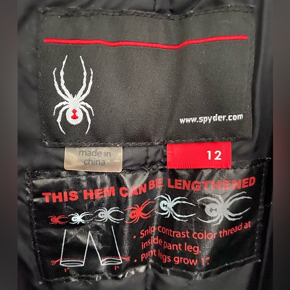 Youth Black Spyder Ski Pants - Picture 2 of 3